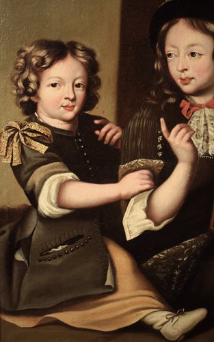 "Children with cage and bird"